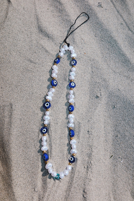 Evil Eye Pearl Phone Chain